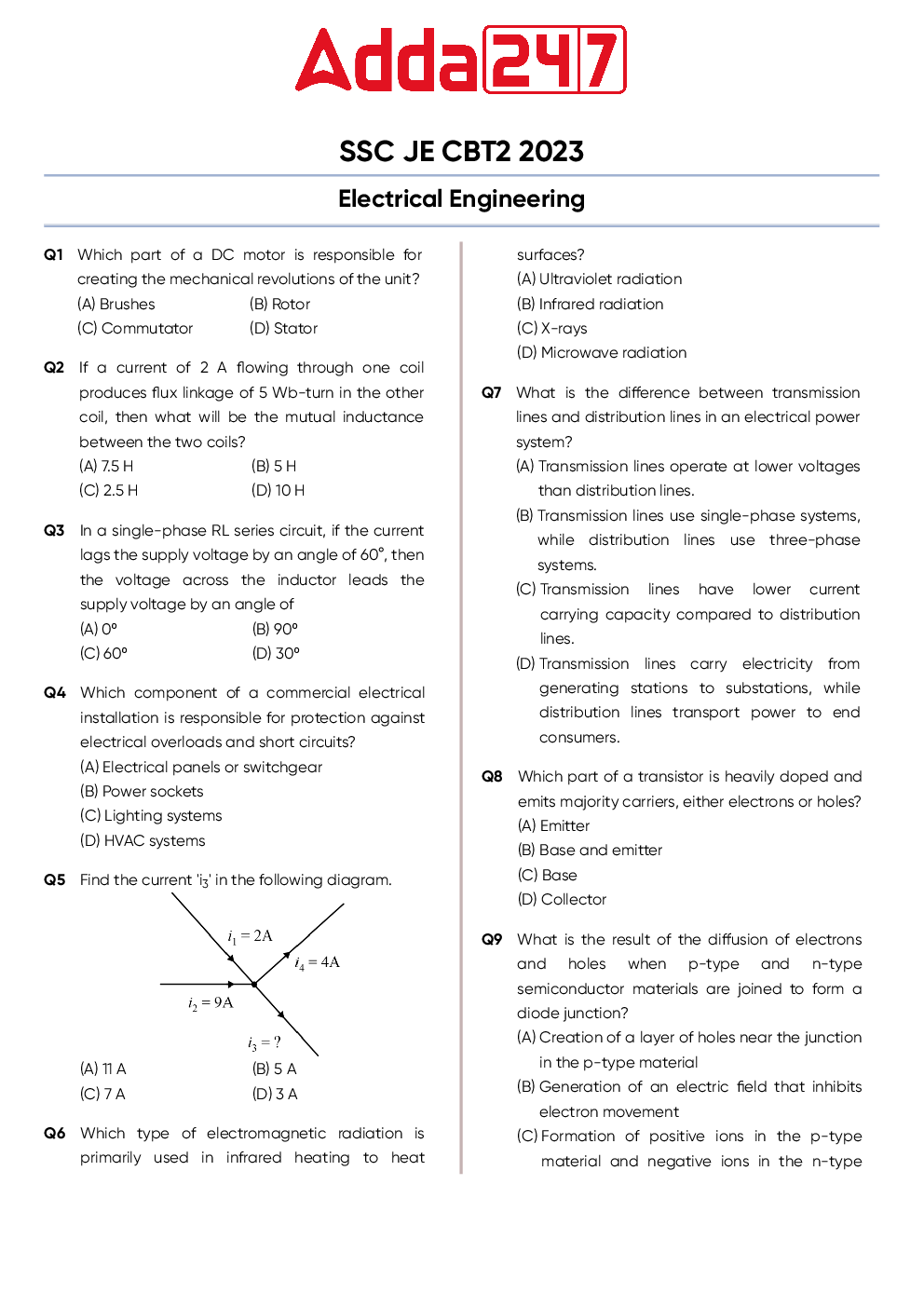 SSC JE Electrical MCQs  Paper-2 - Page 2
