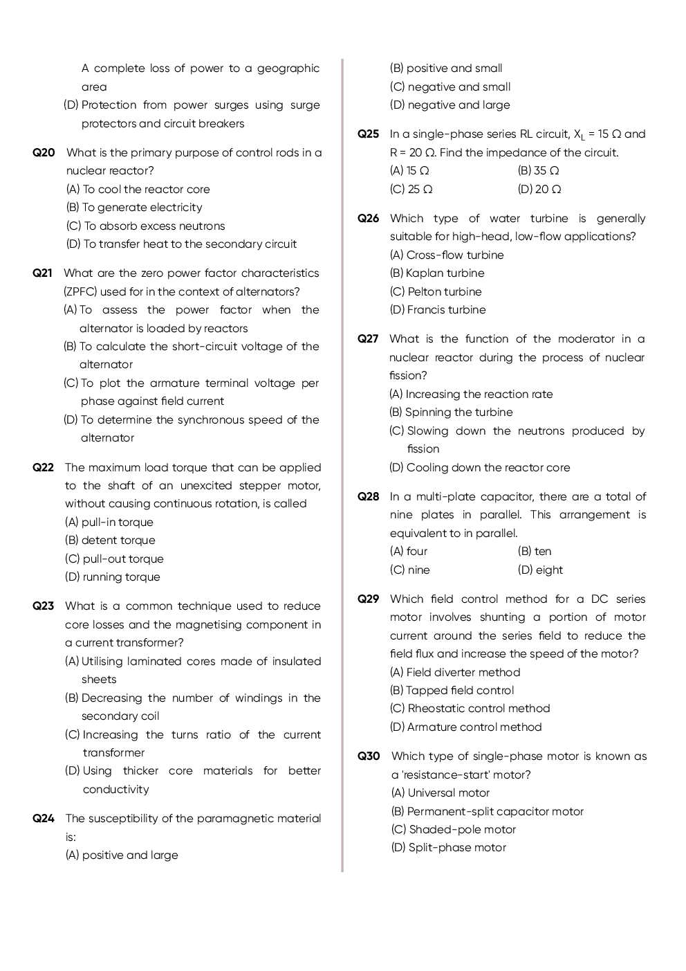 SSC JE Electrical MCQs  Paper-2 - Page 4