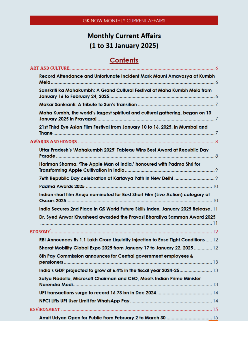 Current Affairs Gk February  2025 - Page 1