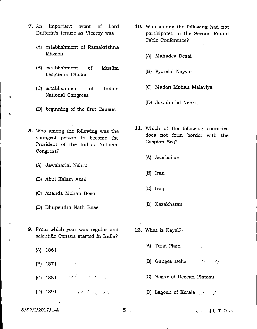 MPSC Pre 2017 Paper-1 - Page 5