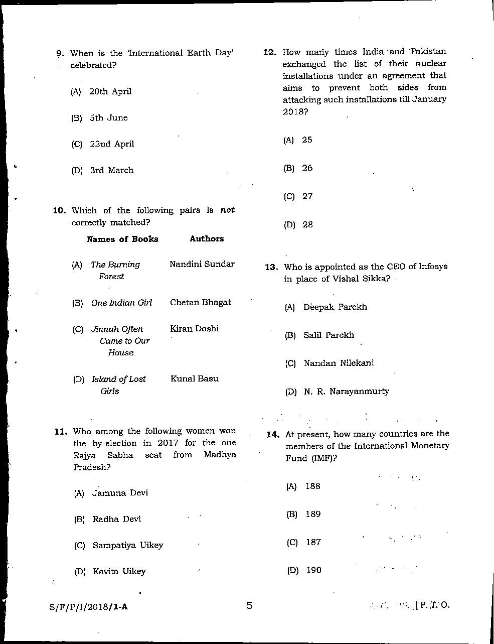 MPSC Pre 2018 Paper-1 - Page 5
