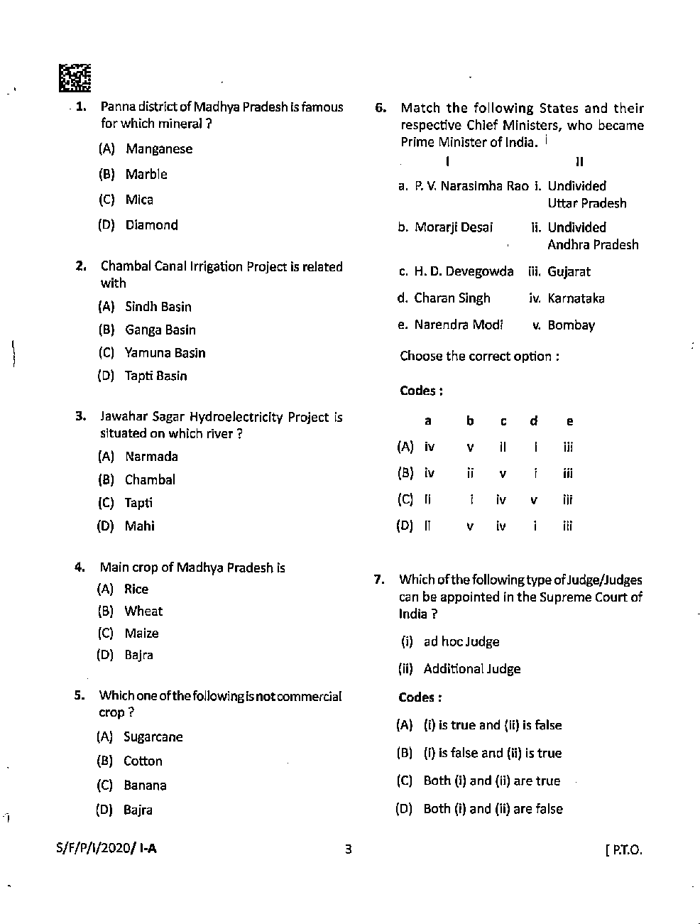 MPSC Pre 2020 Paper-1 - Page 3