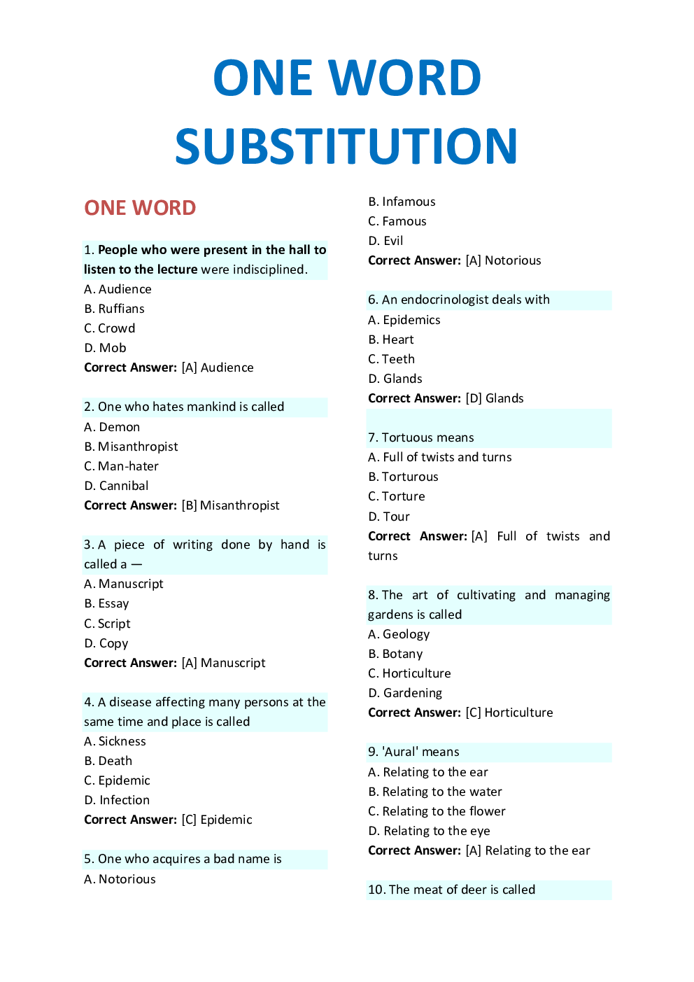 General English MCQS For All Competitive Exams - Page 2