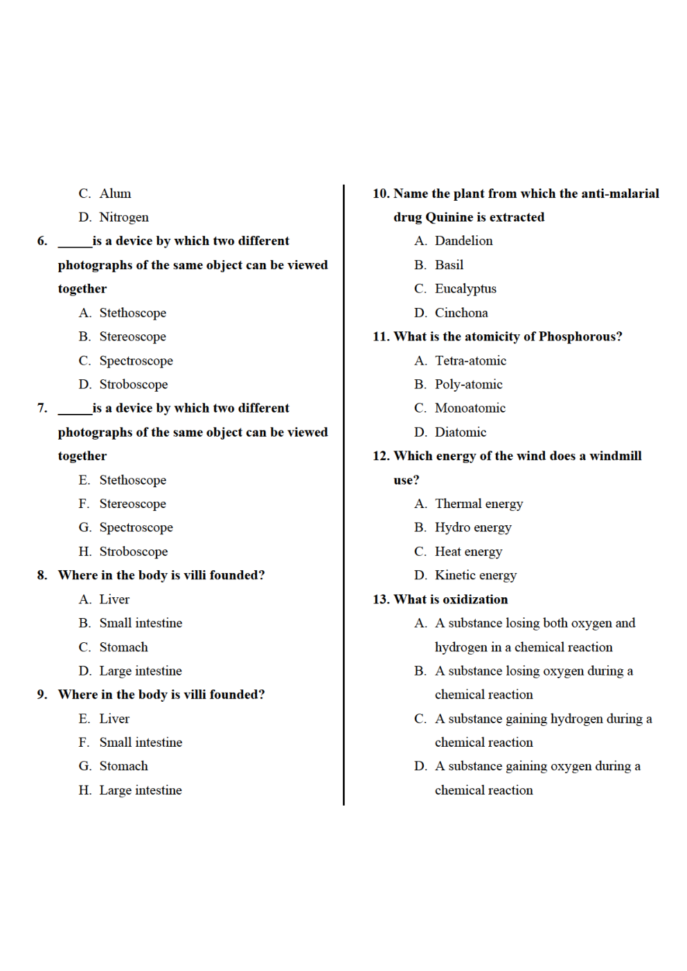 General Science Mastery Quiz For Railway Group D Exam - Page 3