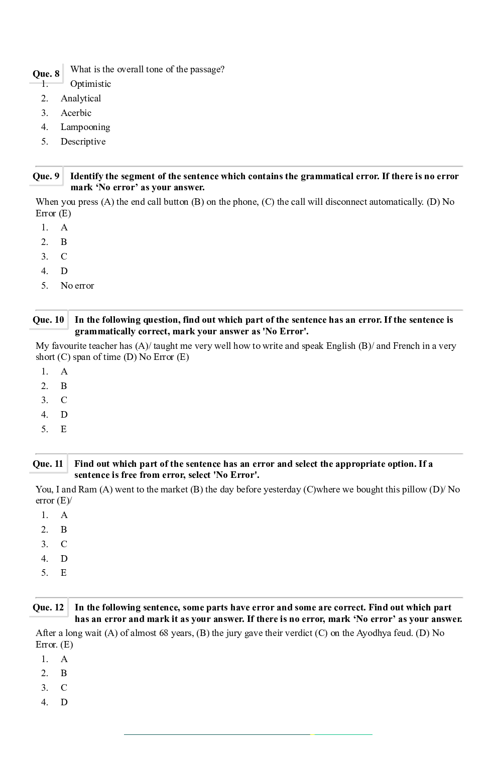 Question Paper with Answer for SBI PO 2021 Set-2 - Page 4