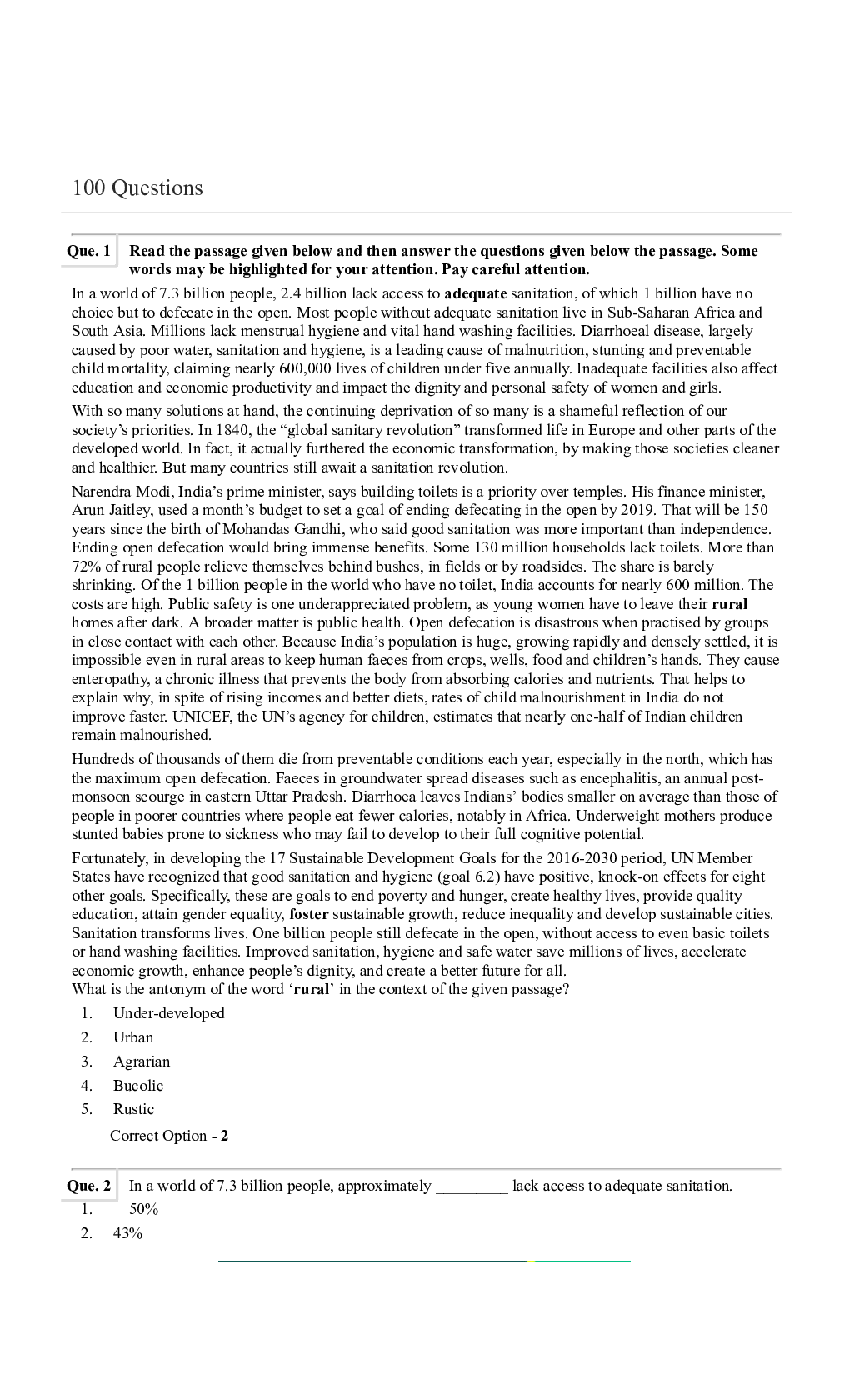 Question Paper with Answer for SBI PO 2021 Set-4 - Page 2