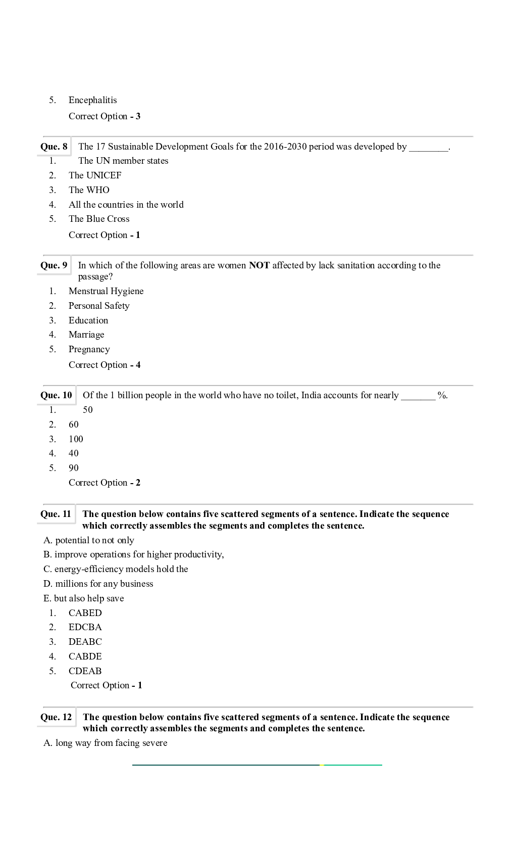Question Paper with Answer for SBI PO 2021 Set-4 - Page 4