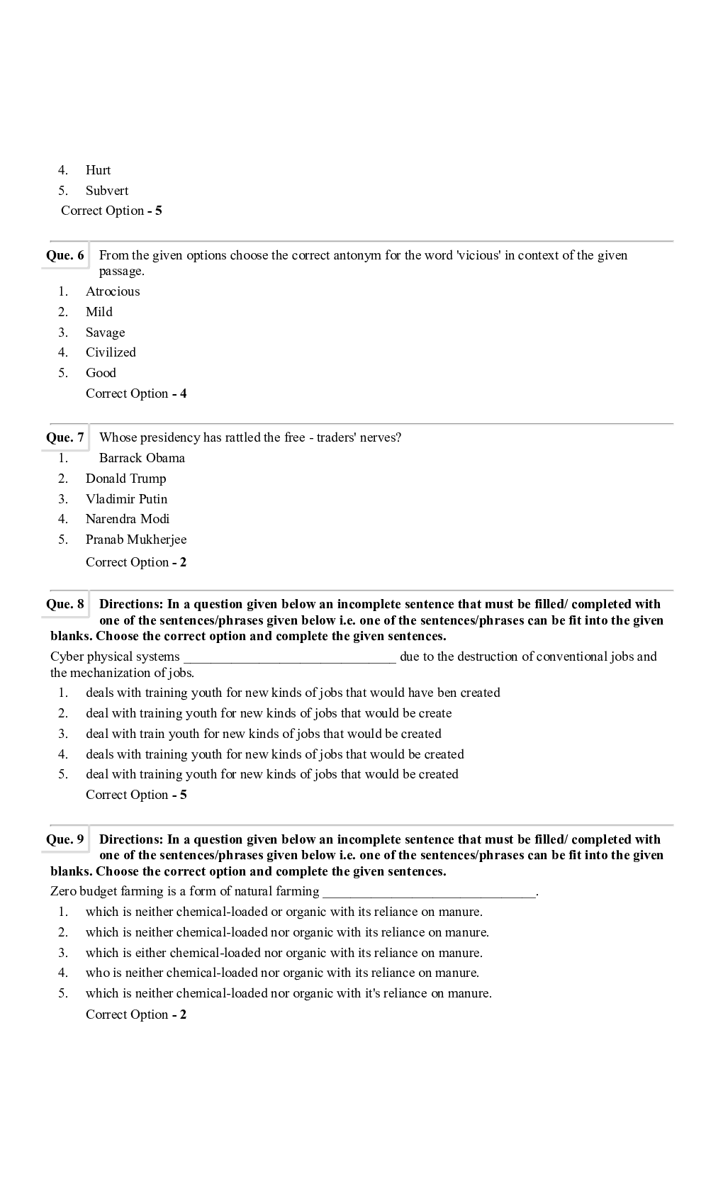Question Paper with Answer for SBI PO 2021 Set-6 - Page 4