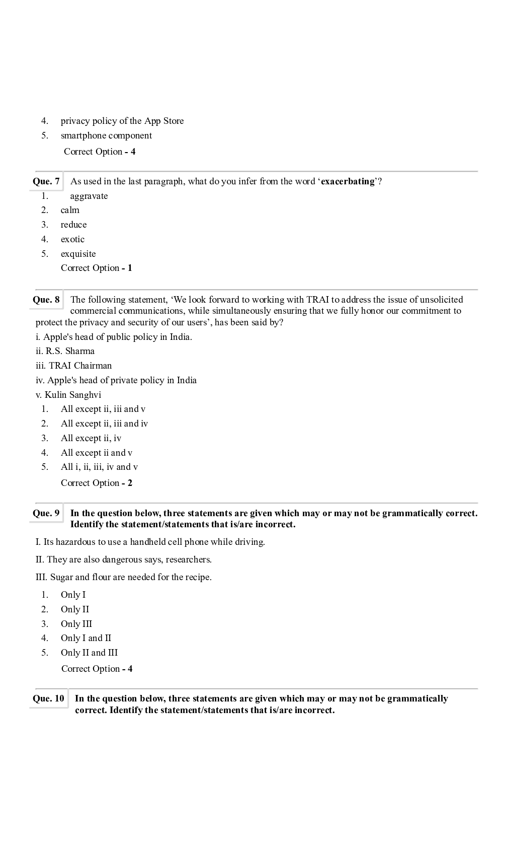 Question Paper with Answer for SBI PO 2021 Set-7 - Page 4