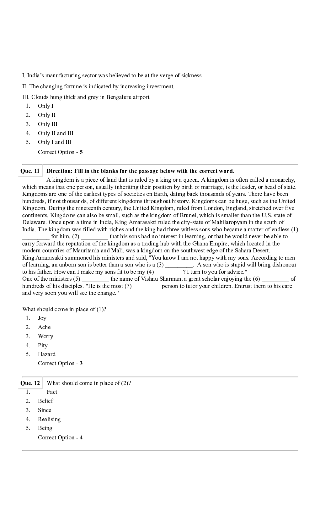 Question Paper with Answer for SBI PO 2021 Set-7 - Page 5