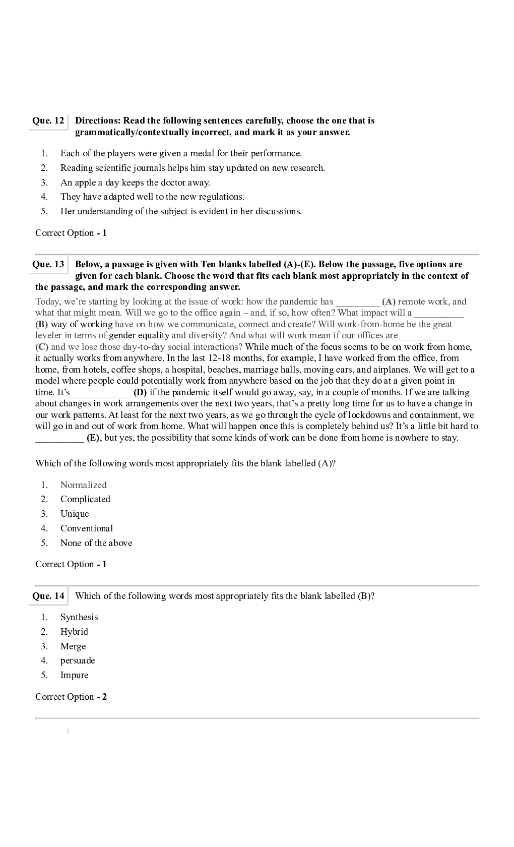 Question Paper with Answer for SBI PO 2023 Set-5 - Page 5