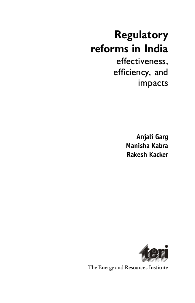 Regulatory Reforms In India : Effectiveness, Efficiency And Impacts - Page 2