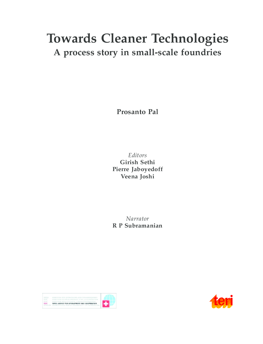 Towards Cleaner Technologies : A Process Story In Small-Scale Foundries - Page 5