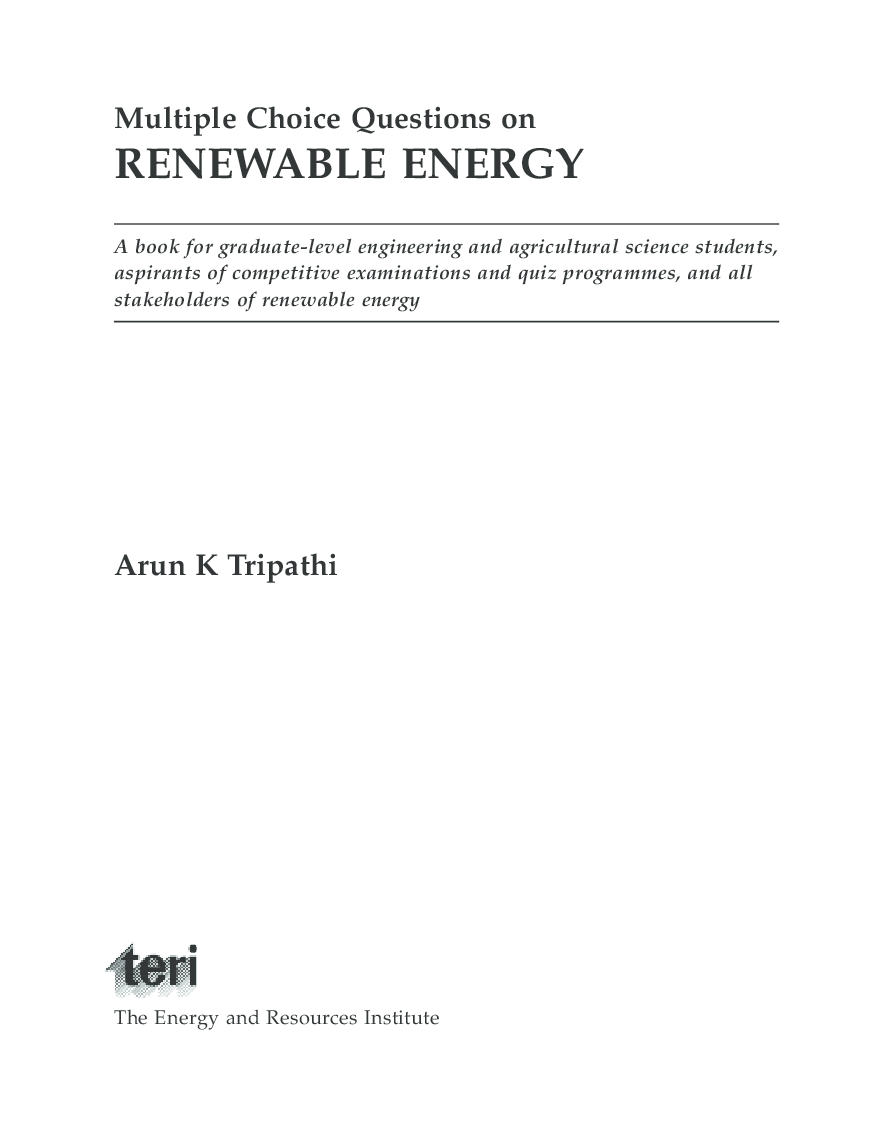Multiple Choice Questions On Renewable Energy  - Page 3