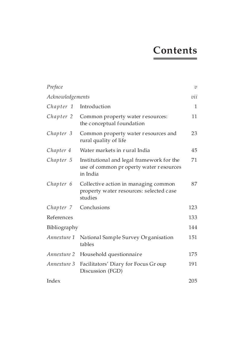 Common Property Water Resources : Dependence And Institutions In India\'s Villages - Page 5