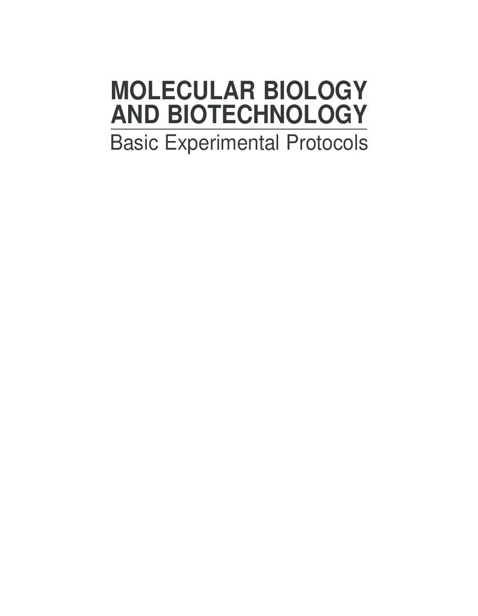 Molecular Biology and Biotechnology : Basic Experimental Protocols - Page 2