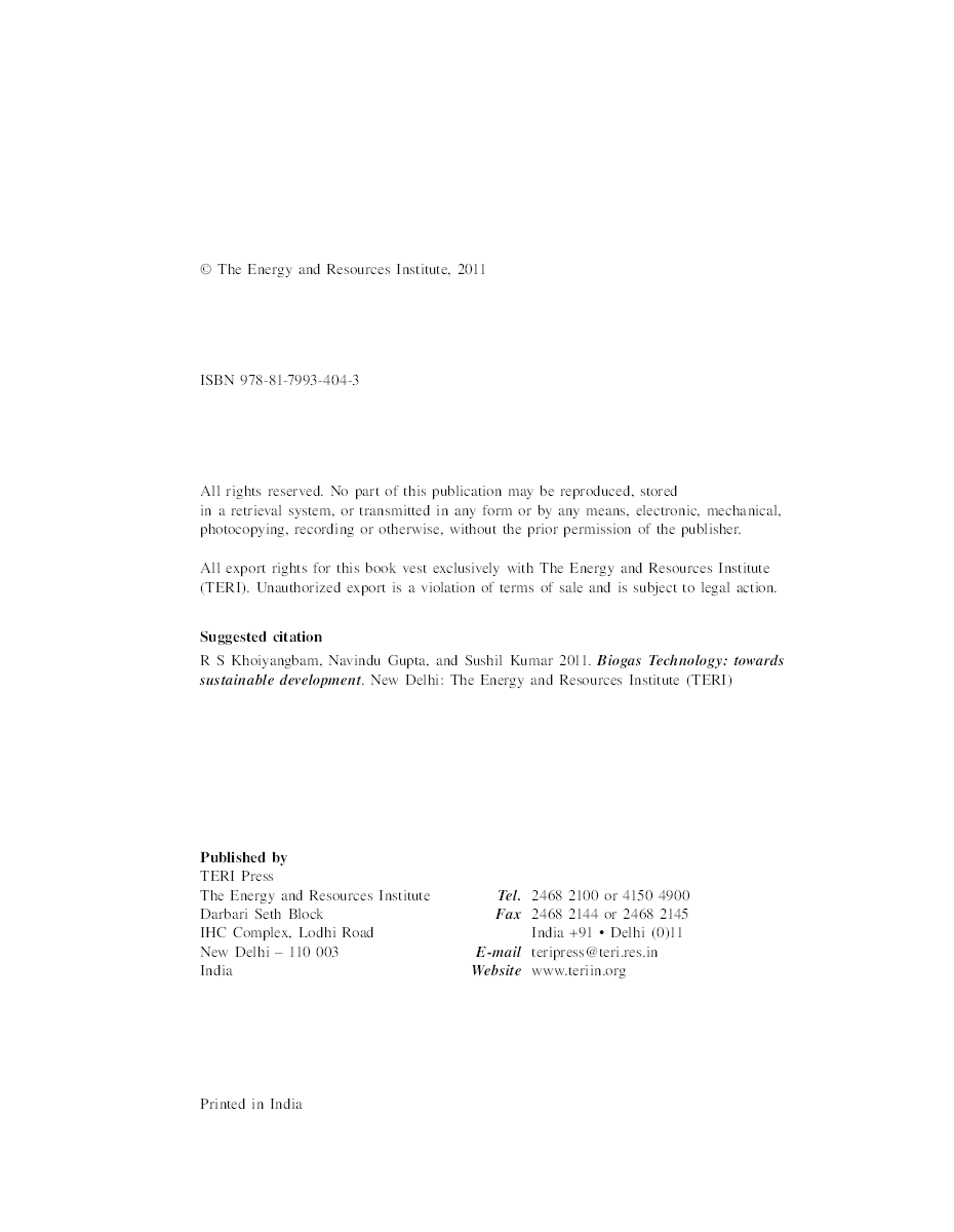 Biogas Technology : Towards Sustainable Development - Page 5