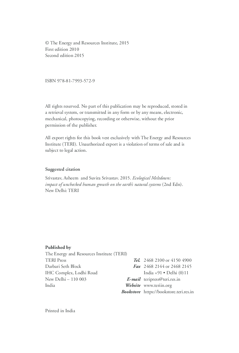 Ecological Meltdown:  impact of unchecked human growth on the earth’s natural systems, Second Edition - Page 5