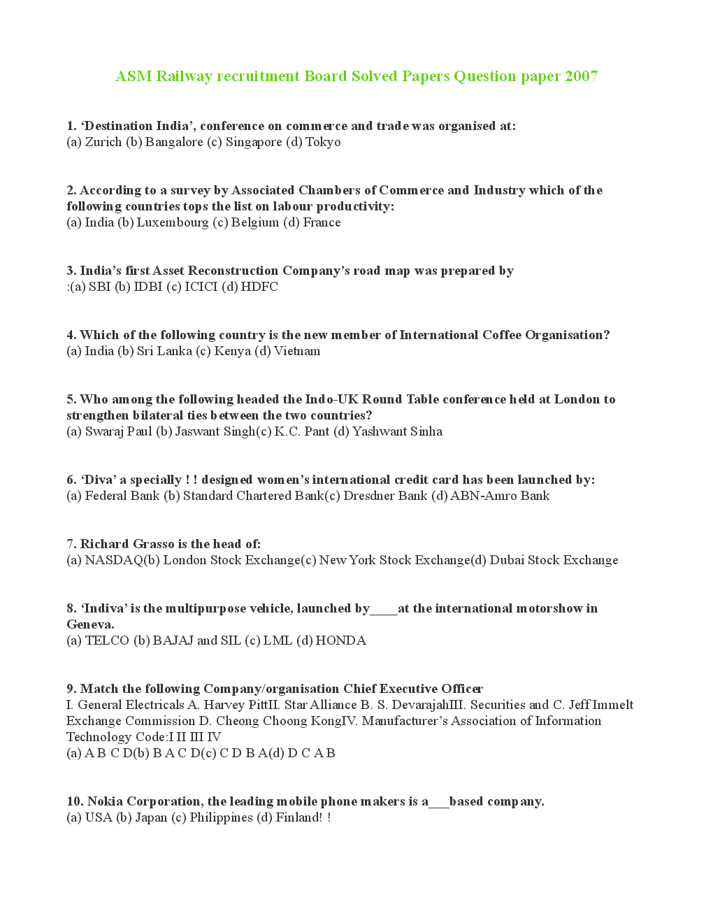 Railway Recruitment Board (Non-Technical) Previous Year Question Papers With Answers - Page 2