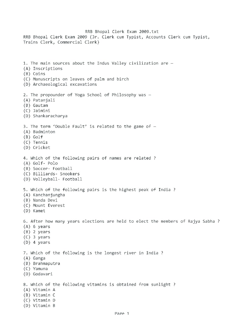 Railway Recruitment Board Clerk 2016 Previous Year Question Papers And Mock Test - Page 2