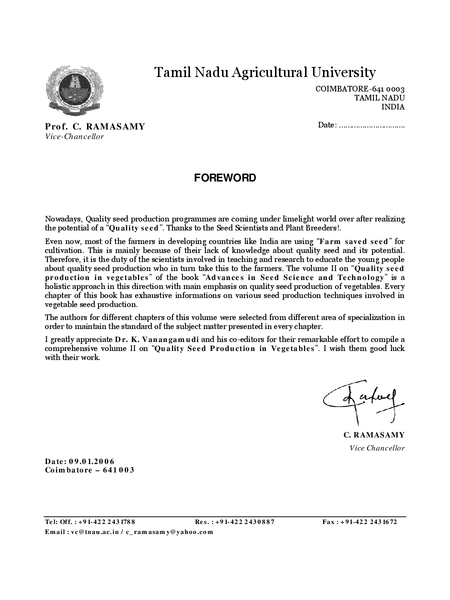 Advances in Seed Science and Technology (Vol 2) : Quality Seed Production in Vegetable Crops - Page 5