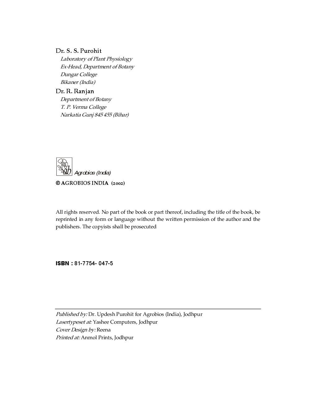 Photosynthesis : Physiological, Biochemical And Molecular Aspects - Page 4
