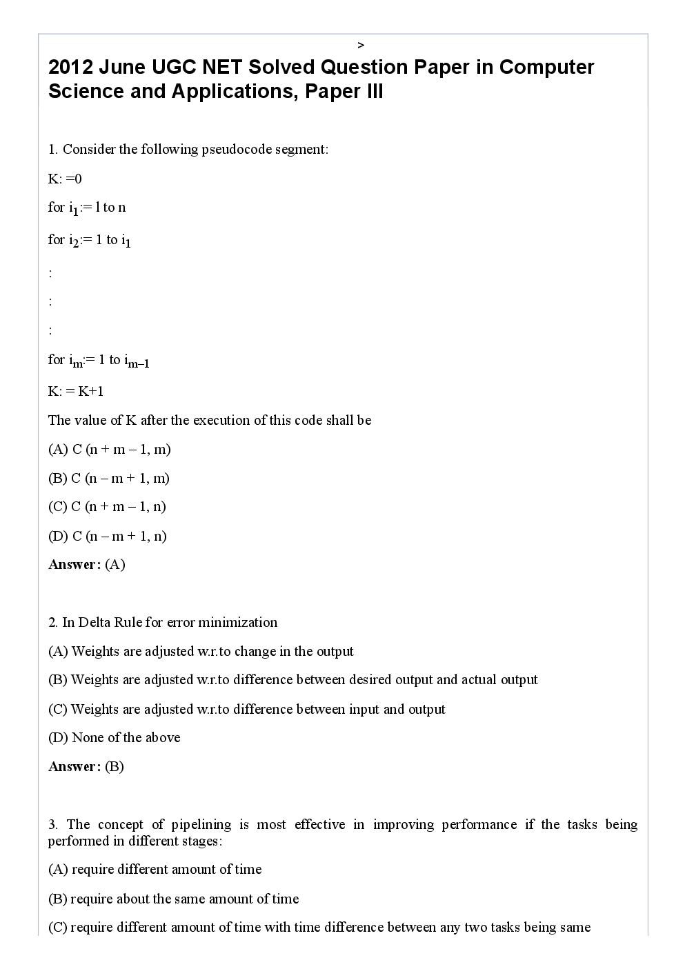 CBSE NET Previous Year 2012-13 Solved Question Paper Computer-Science Paper-III(June-Dec) - Page 2