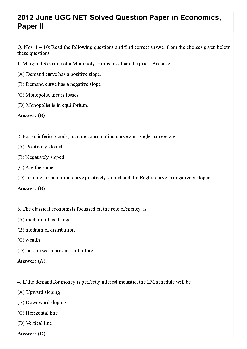 CBSE NET Previous Year 2012-13 Solved Question Paper Economics Paper-II (June-Dec) - Page 2