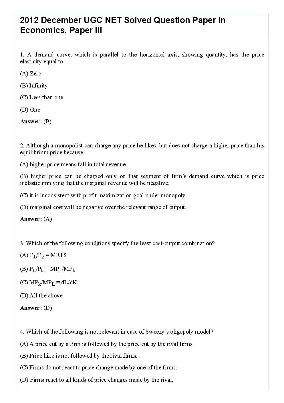 CBSE NET Previous Year 2012-13 Solved Question Paper Economics Paper-III (June-Dec) - Page 2