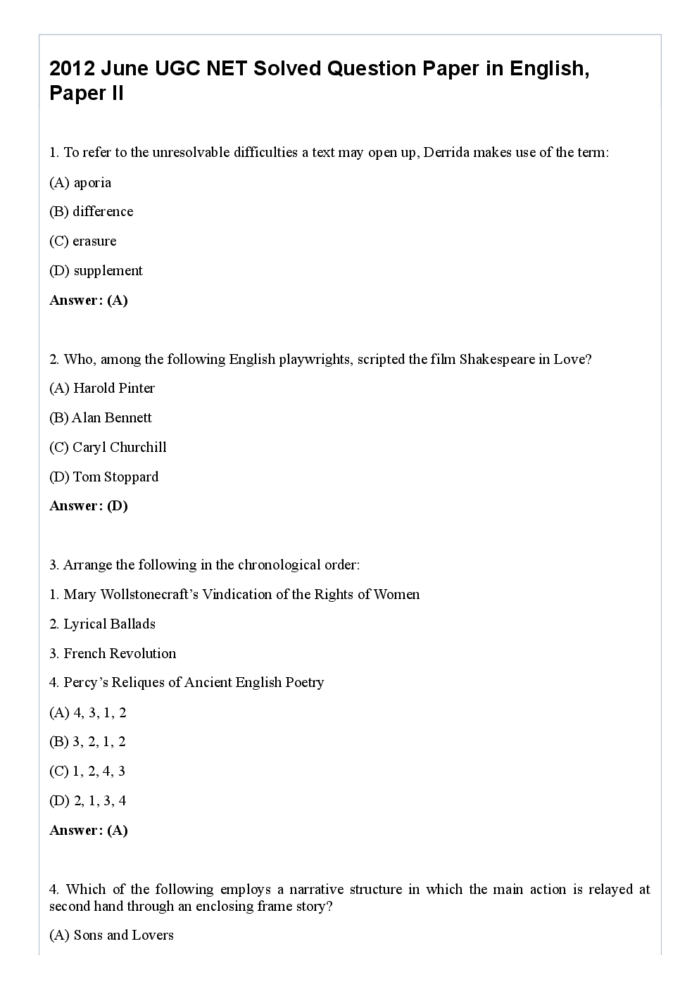 CBSE NET Previous Year 2012-13 Solved Question Paper English Paper-II(June-Dec) - Page 2
