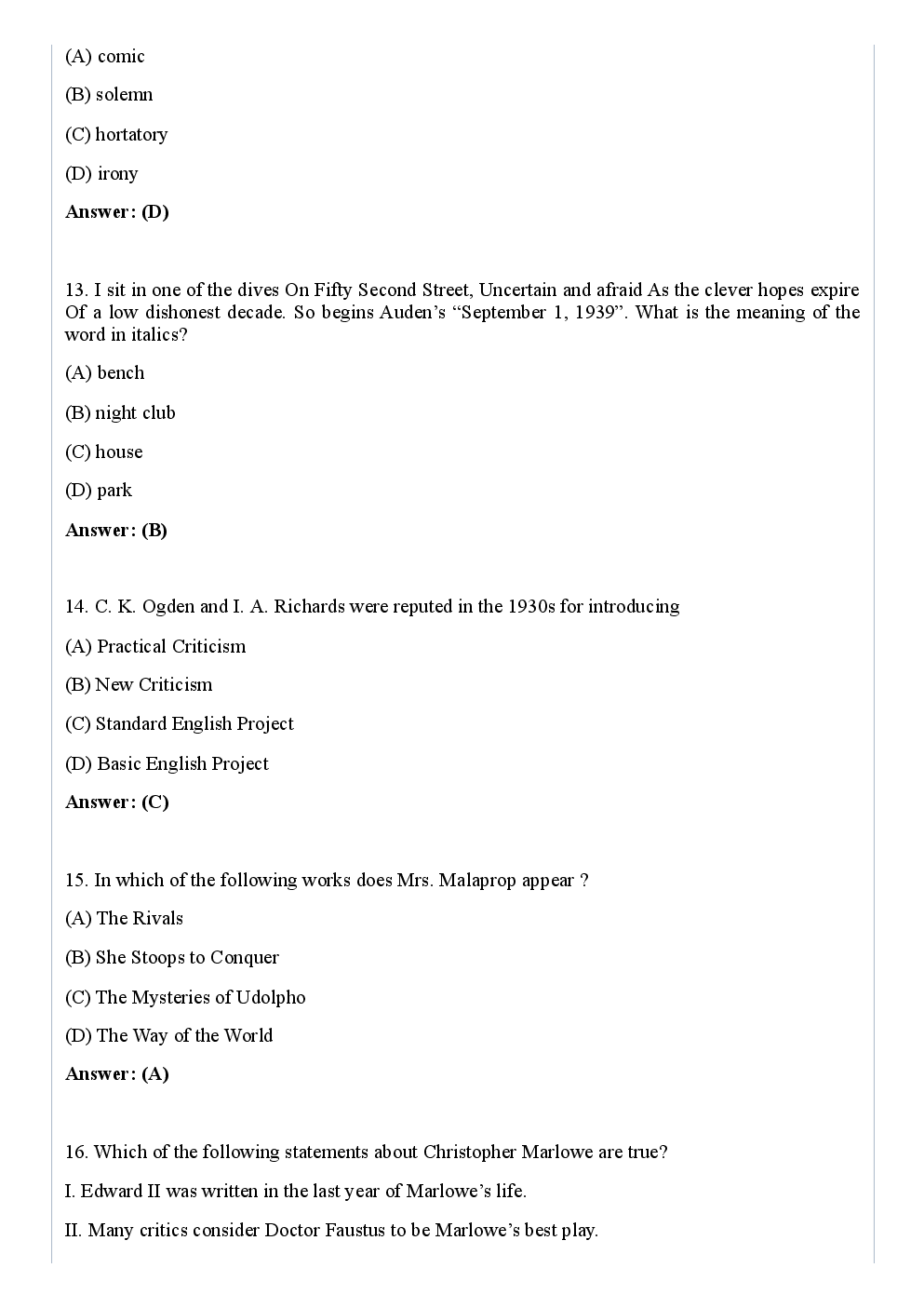 CBSE NET Previous Year 2012-13 Solved Question Paper English Paper-II(June-Dec) - Page 5