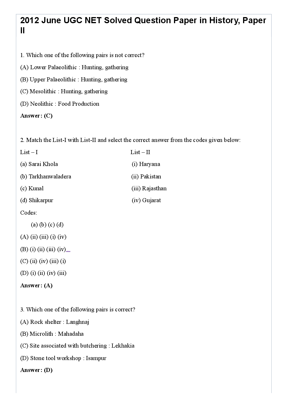 CBSE NET Previous Year 2012-13 Solved Question Paper History Paper-II(June-Dec) - Page 2