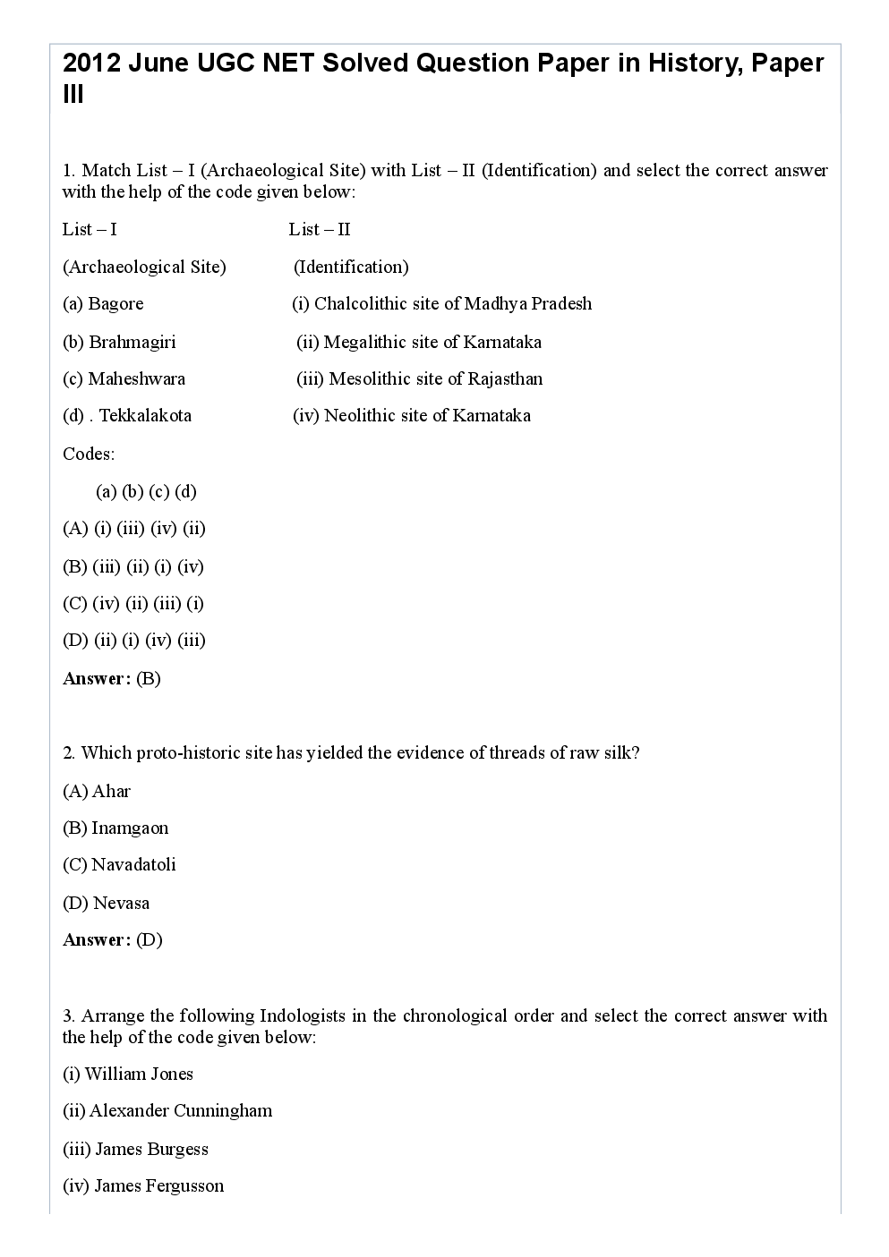 Download CBSE NET History Previous Year 201213 (JuneDec) Solved
