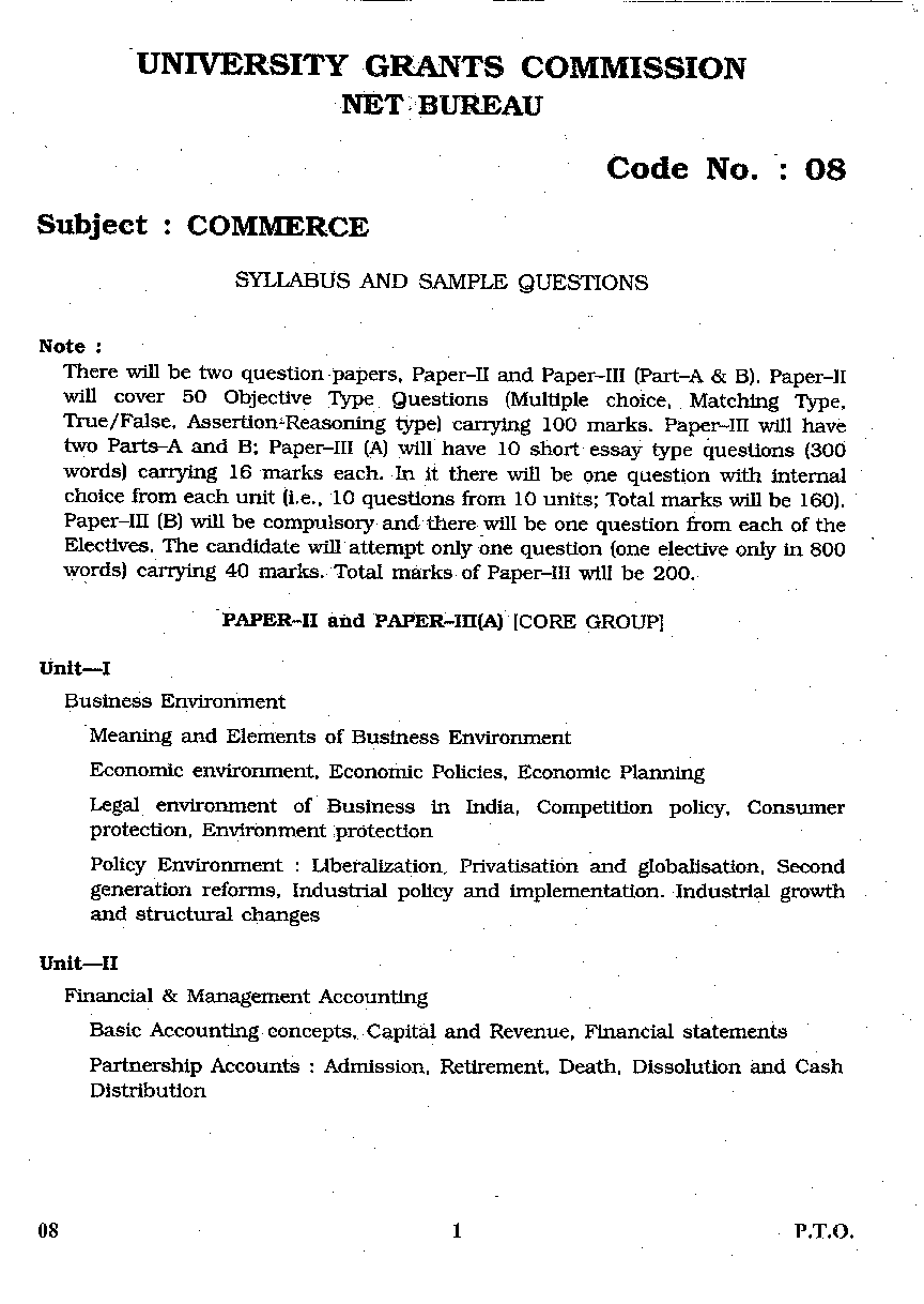 CBSE NET Commerce Syllabus 2016 - Page 2