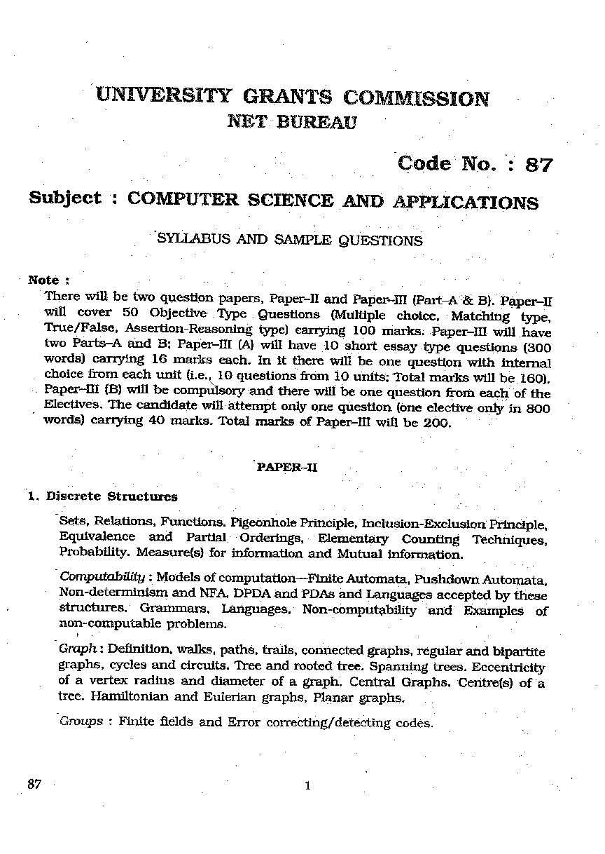 CBSE NET Computer-Science Syllabus 2016 - Page 2