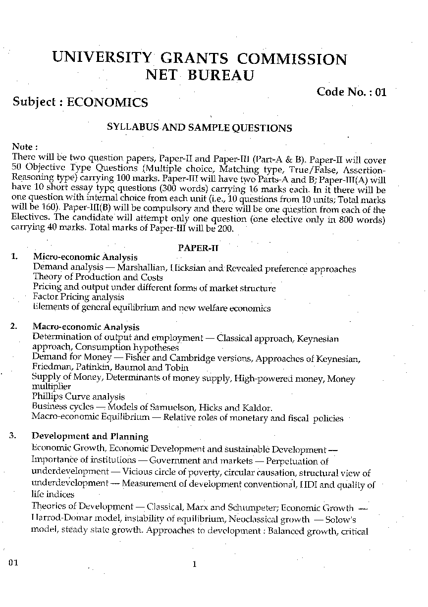CBSE NET Economics Syllabus 2016 - Page 2