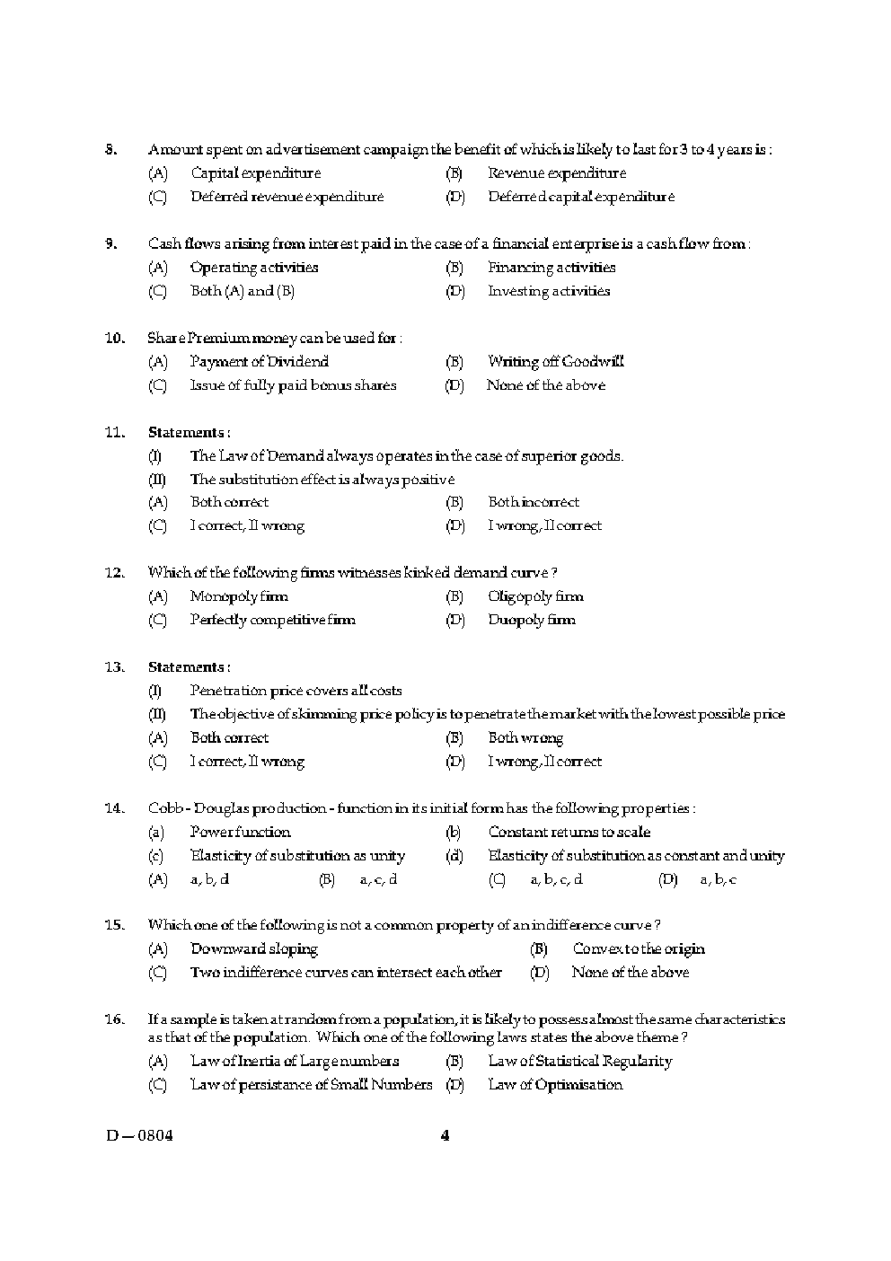 CBSE UGC NET Unsolved Previous Year Question Papers Commerce Paper-II (2004-15) - Page 4