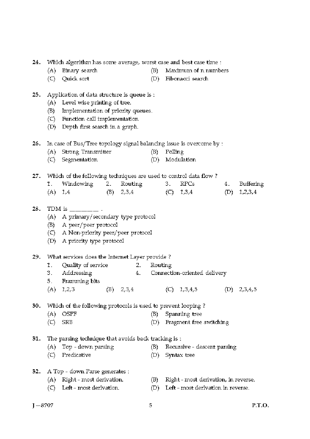 CBSE UGC NET Unsolved Previous Year Question Papers Computer-Science Paper-II (2004-15) - Page 5