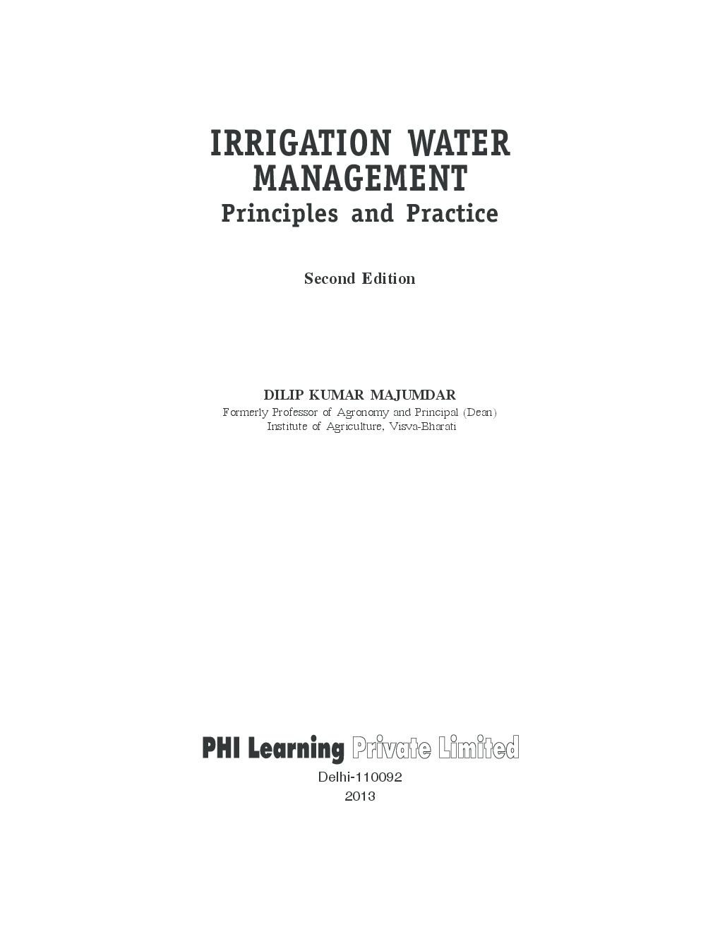 Buy Irrigation Water Management Book PDF Online by Dilip Kumar