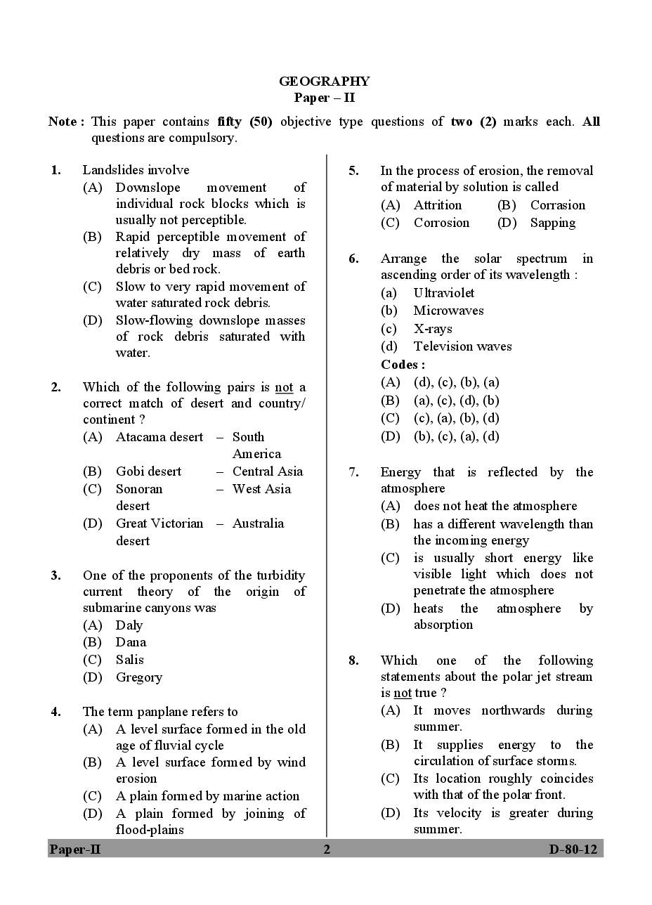 CBSE UGC NET Previous Year 2012-13 Solved Question Paper Geography Paper-II(June-Dec) - Page 3