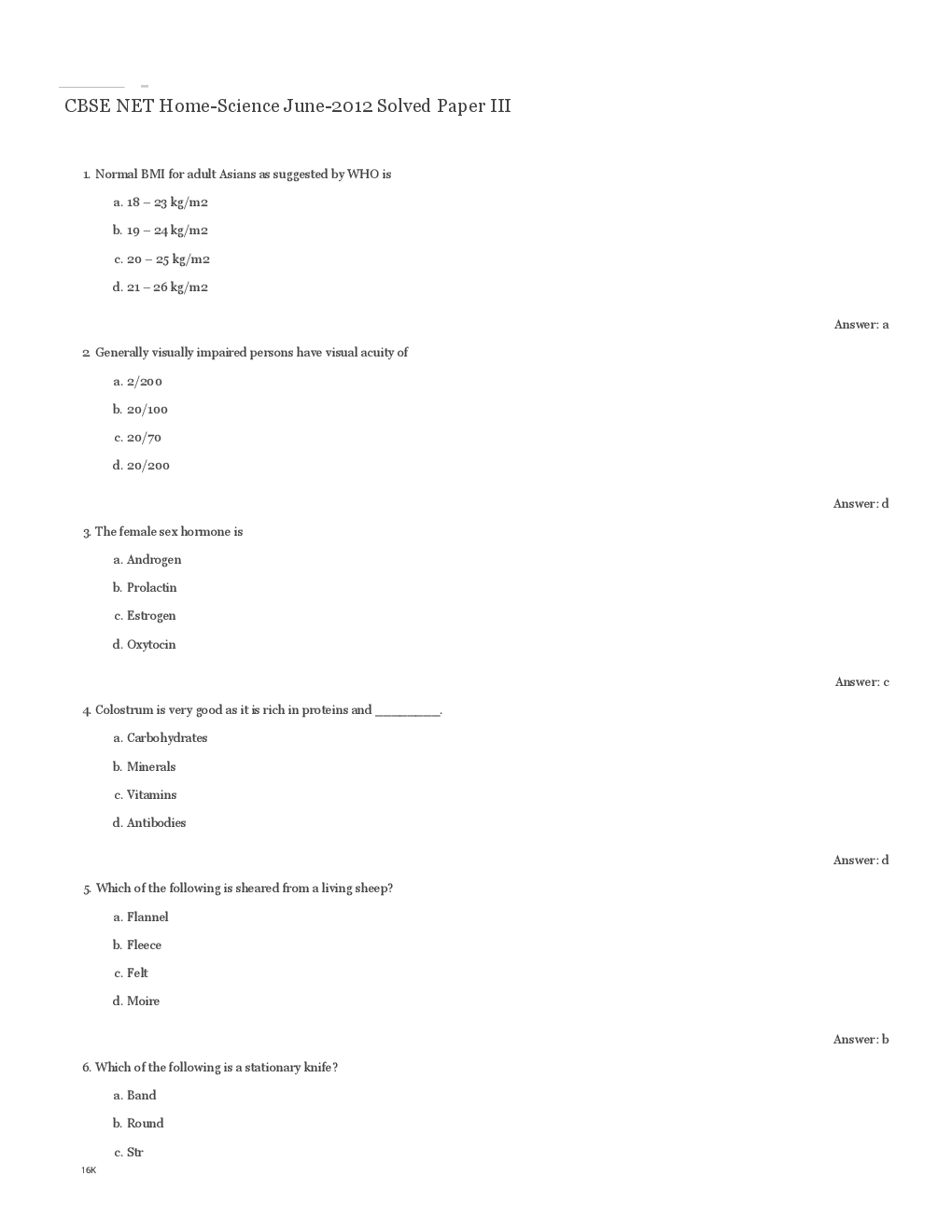 CBSE UGC NET Previous Year 2012-13 Solved Question Paper Home Science Paper-III(June-Dec) - Page 2