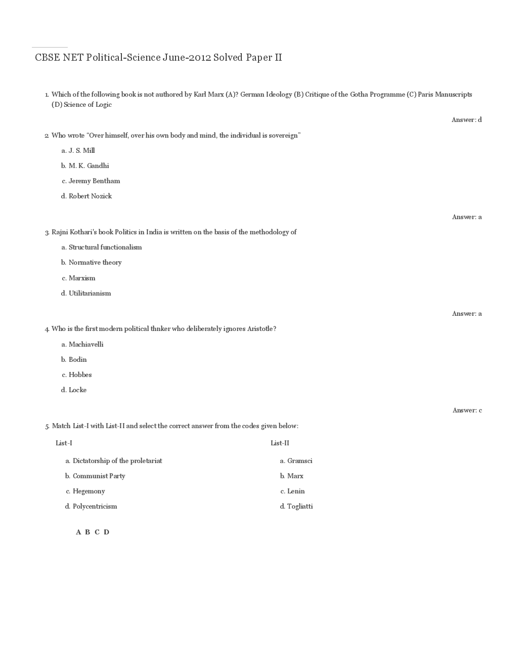 CBSE UGC NET Previous Year 2012-13 Solved Question Paper Political Science Paper-II(June-Dec) - Page 2