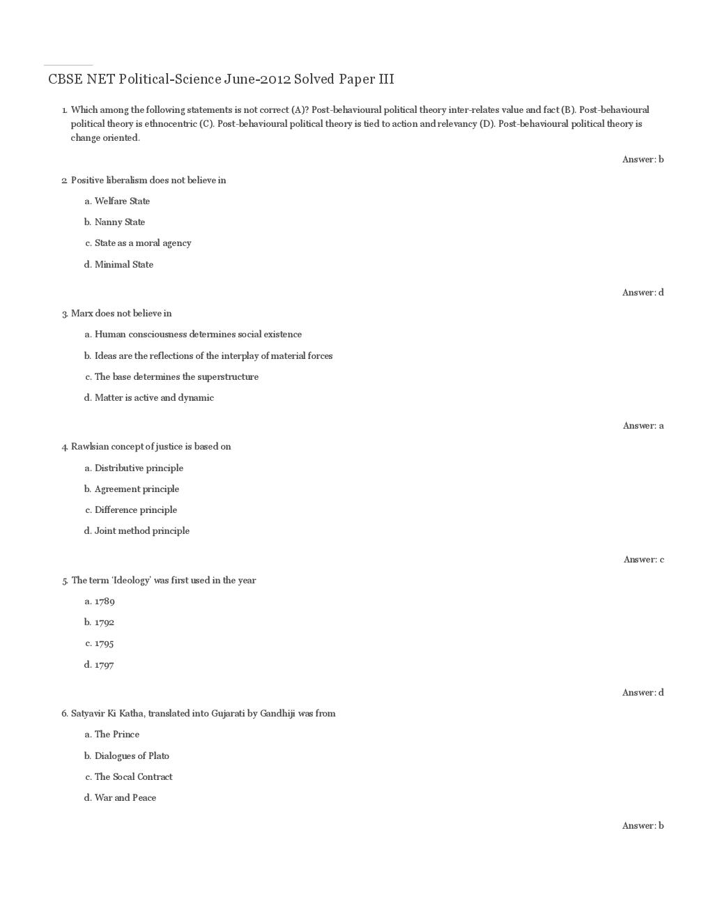 CBSE UGC NET Previous Year 2012-13 Solved Question Paper Political Science Paper-III(June-Dec) - Page 2