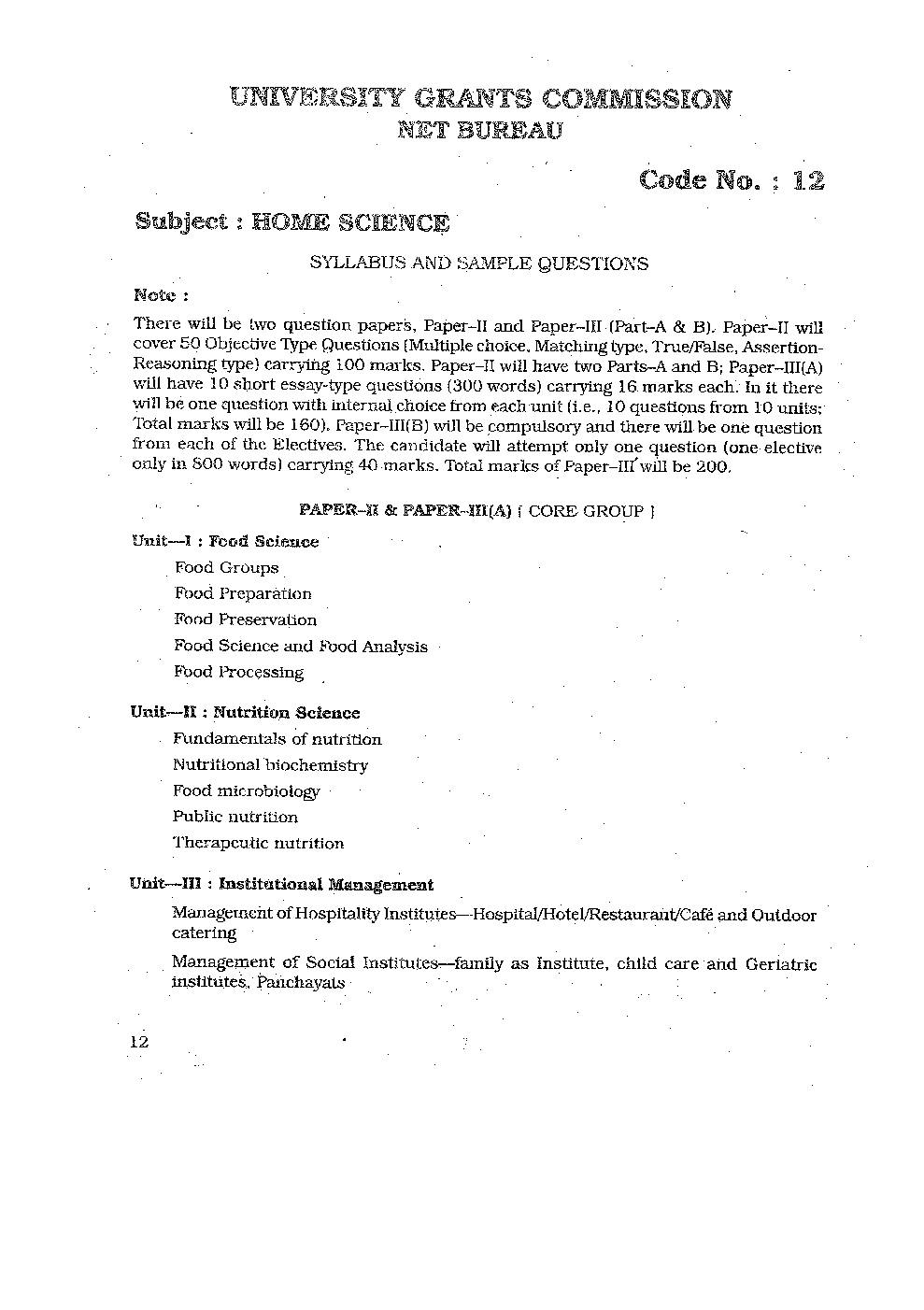 CBSE UGC NET Home Science Syllabus 2016 - Page 2