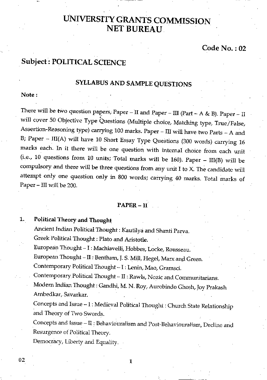 CBSE UGC NET Political Science Syllabus 2016 - Page 2