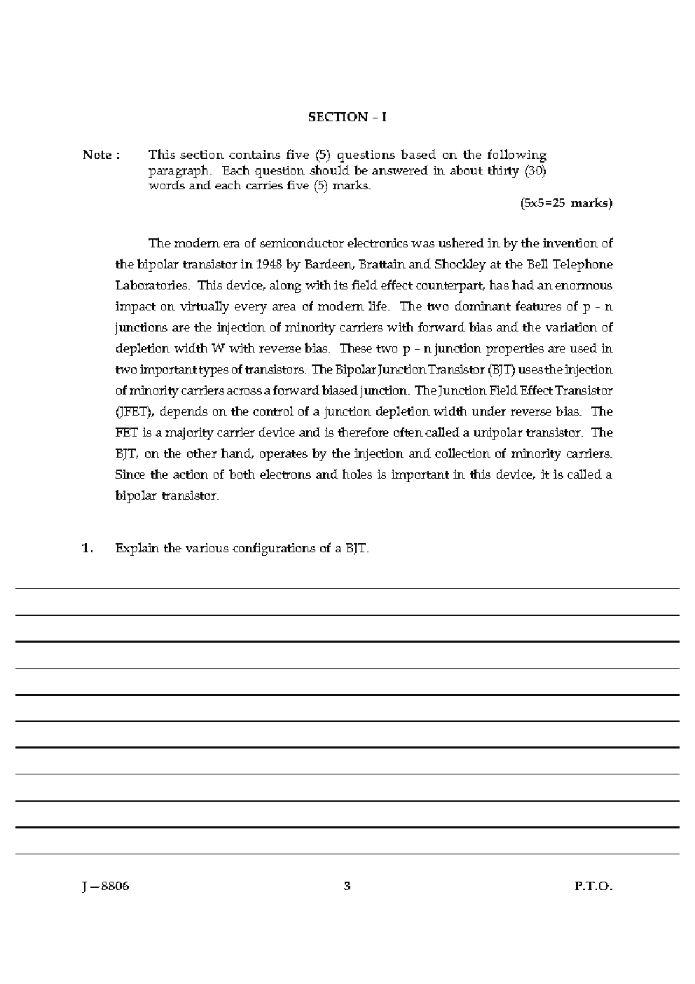 CBSE UGC NET Previous Year 2006-2015 Unsolved Question Paper Electronic Science Paper-III (June-Dec)  - Page 3