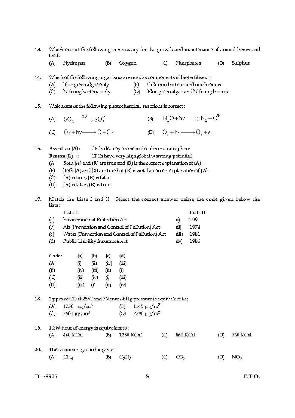 CBSE UGC NET Previous Year 2004-2015 Unsolved Question Paper Environmental Science Paper-II (June-Dec)  - Page 3