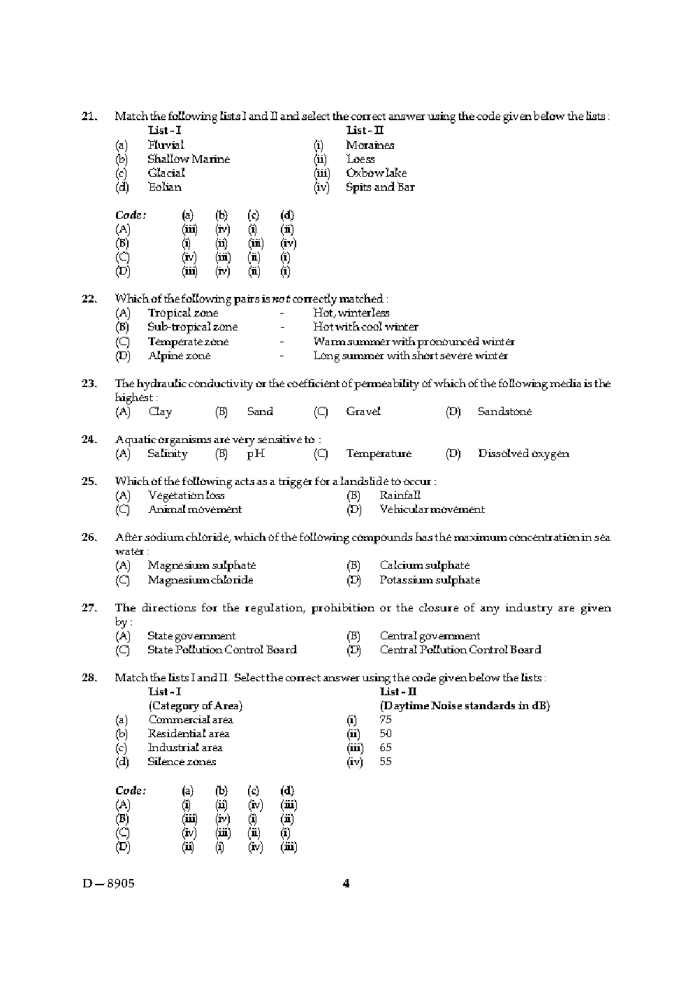 CBSE UGC NET Previous Year 2004-2015 Unsolved Question Paper Environmental Science Paper-II (June-Dec)  - Page 4