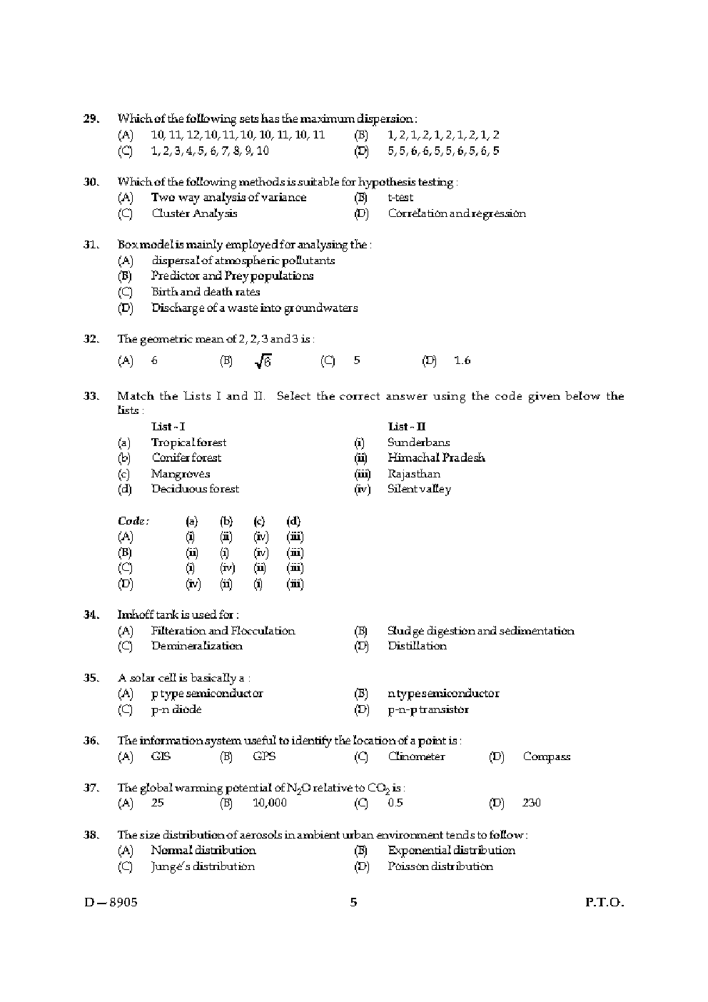 CBSE UGC NET Previous Year 2004-2015 Unsolved Question Paper Environmental Science Paper-II (June-Dec)  - Page 5