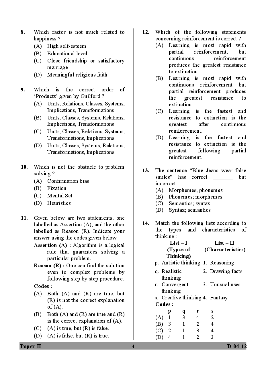 CBSE UGC NET Previous Year 2012-2013 Solved Question Paper Psychology Paper-II - Page 5